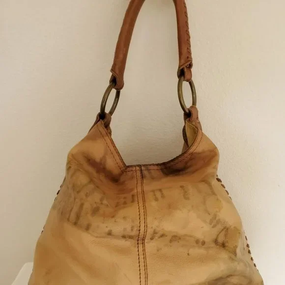 Brown tan beige green gray leather lucky hobo boho cowgirl western tie dyed - Picture 8 of 12